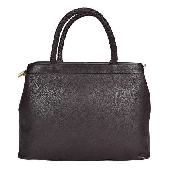 Leather Mid-Size Handbag Beau - Dark brown