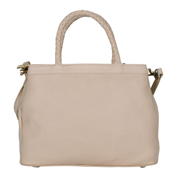 Leather Mid-Size Handbag Beau - Beige