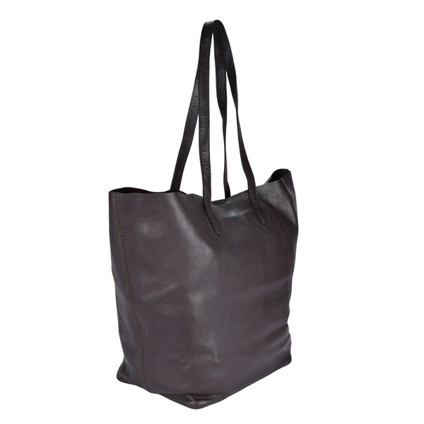 Leather Shopper Mira - Dark brown