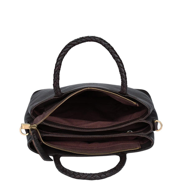 Leather Mid-Size Handbag Beau - Dark brown
