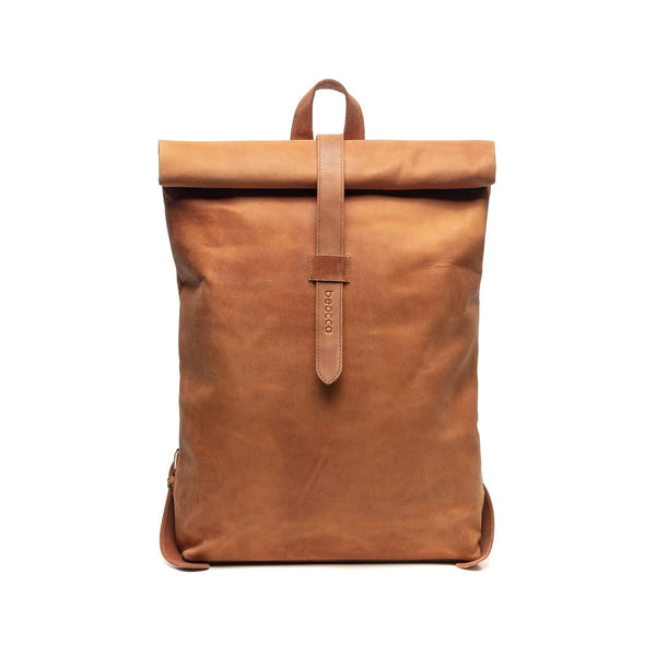Leren rugzak Mavis 15,6 inch cognac voorkant