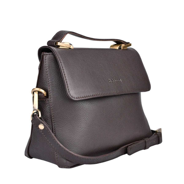 Leather Shoulder Bag Fei - Dark brown