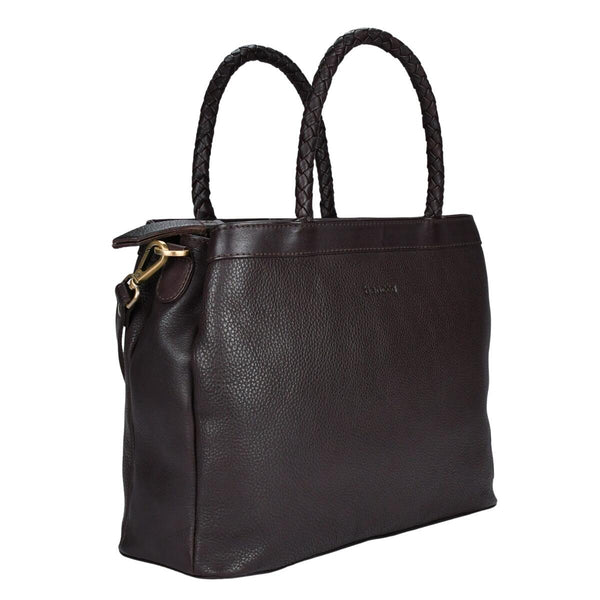 Leather Mid-Size Handbag Beau - Dark brown
