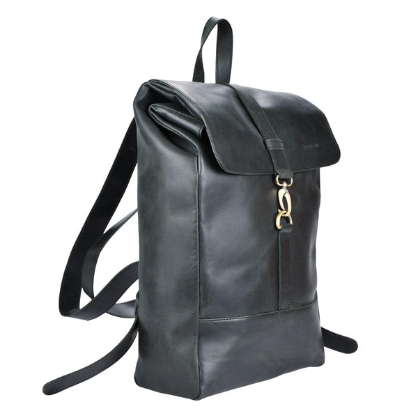Leather Backpack Bryce | 17" - Black