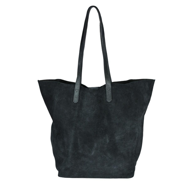 Leather Shopper Mira - Black Suede