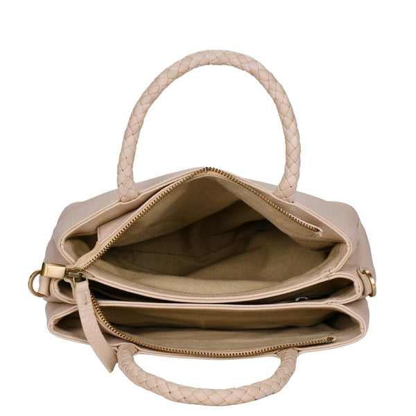 Leather Mid-Size Handbag Beau - Beige