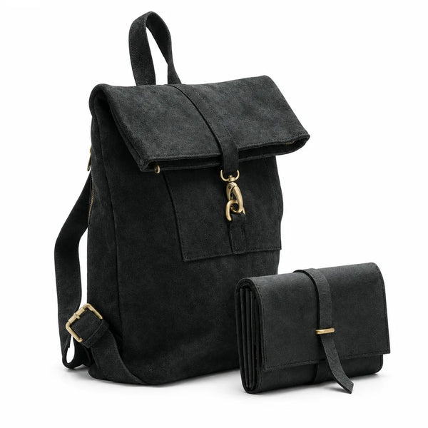 Leren rugzak Cleo + leren portemonnee Yarra