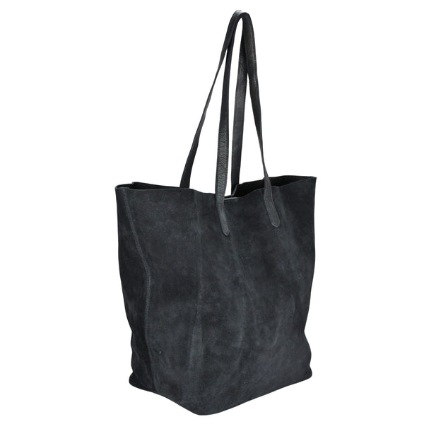 Leather Shopper Mira - Black Suede