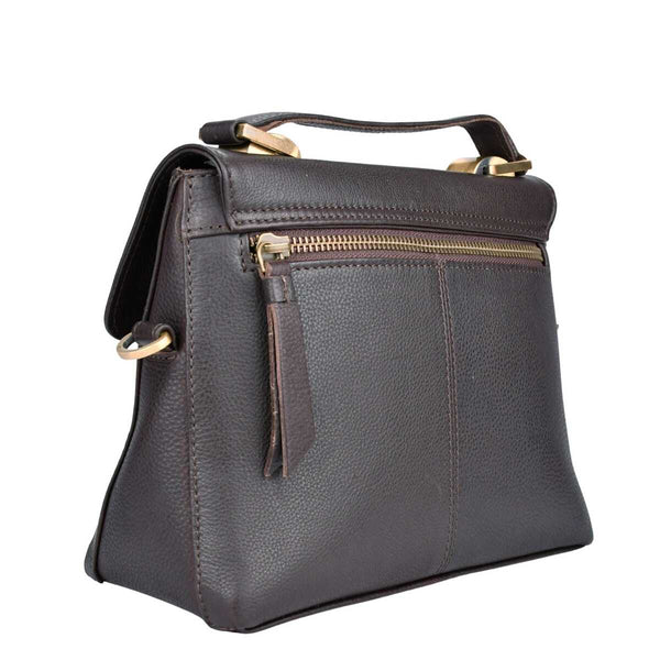 Leren schoudertas Fei achterkant