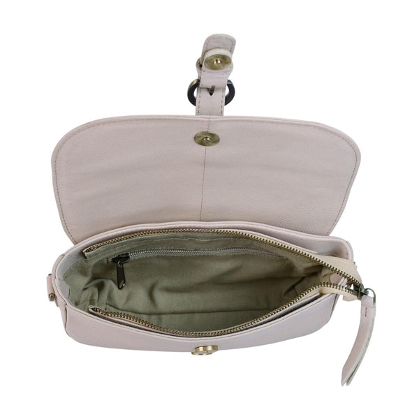 Leren schoudertas Maia binnenkant