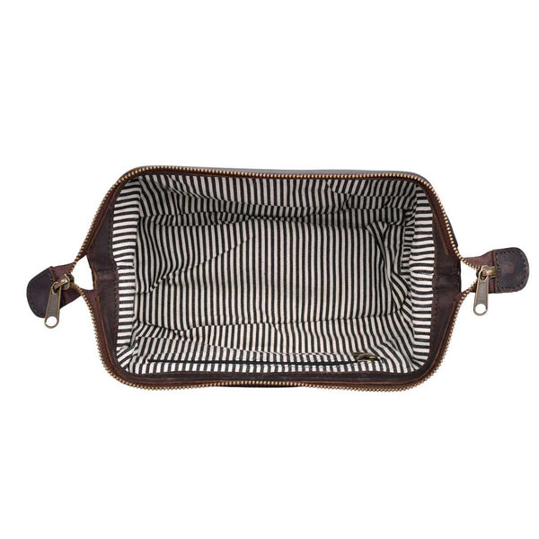 Leren toilettas Miles binnenkant