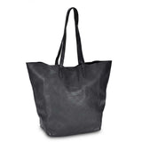 Leren shopper Mira zwart