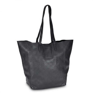 Leren shopper Mira zwart