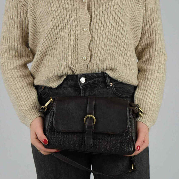 Leren schoudertas Lua - handgemaakt plantaardig gelooid leer