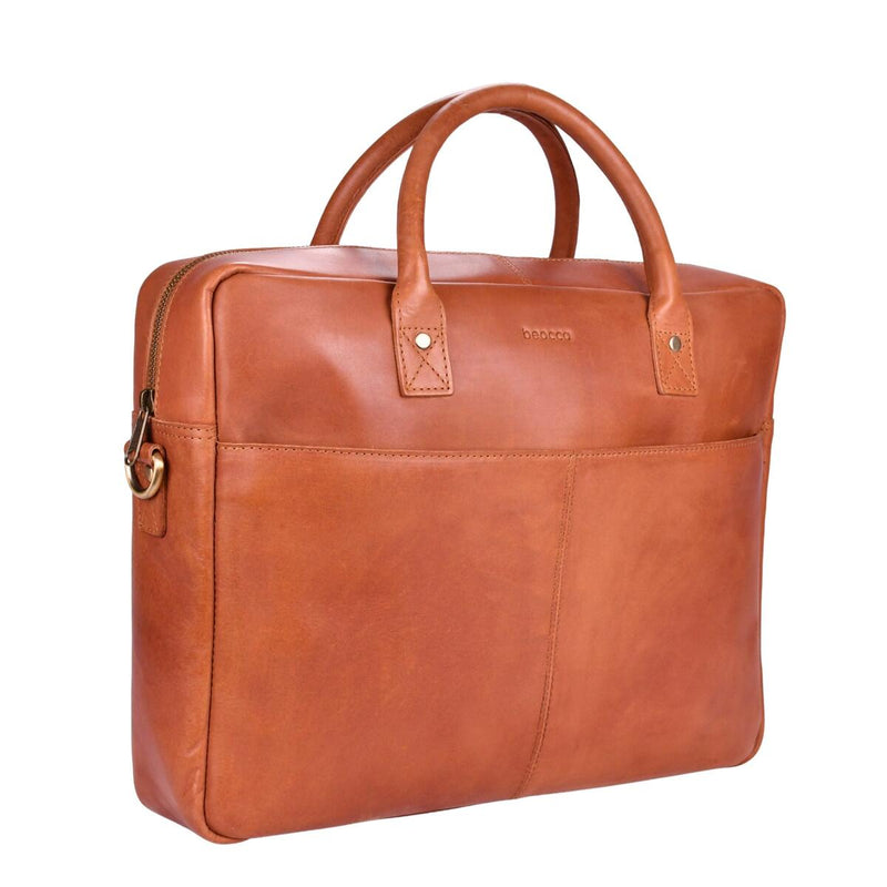 Leren laptoptas Mason 15" schuin