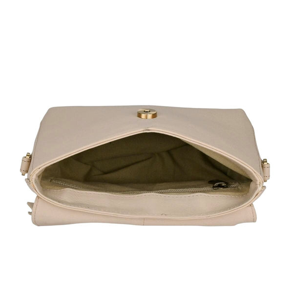 Beocca Fei schoudertas in lichtbeige leer, binnenkant