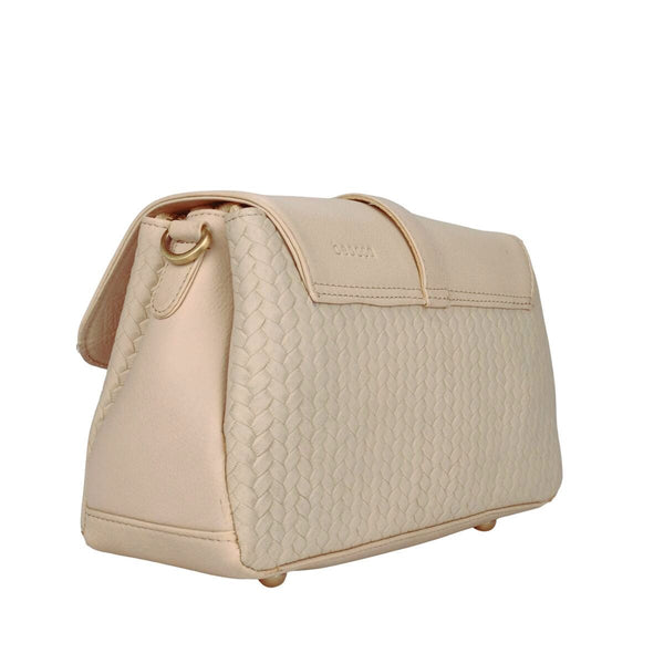 Beocca Lua schoudertas in lichtbeige leer, schuine achterkant