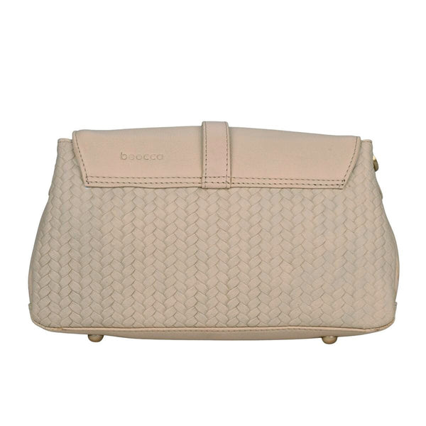 Beocca Lua schoudertas in lichtbeige leer, achterkant