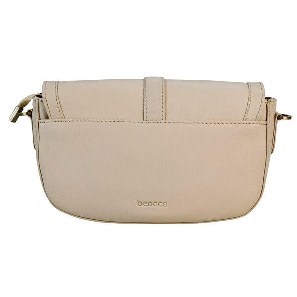 Beocca Maia schoudertas in lichtbeige leer, achterkant