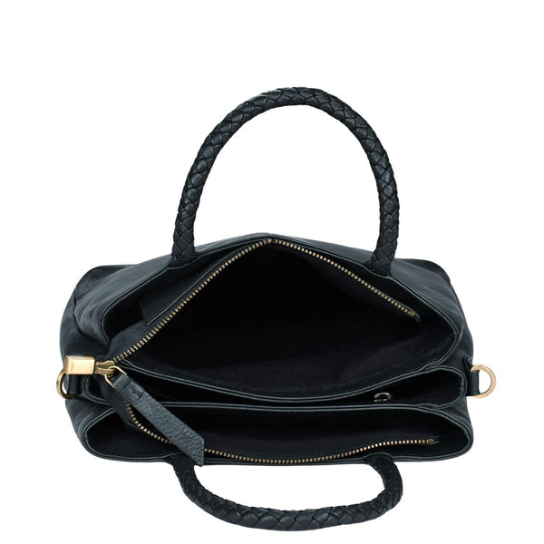 Leren mid-size handtas Beau binnenkant