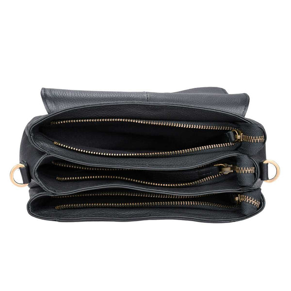 Leren schoudertas Lua binnenkant