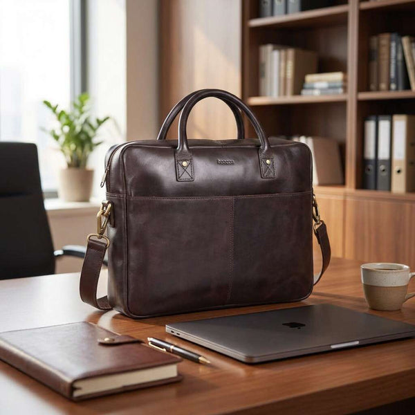 Leren laptoptas Mason van plantaardig gelooid leer