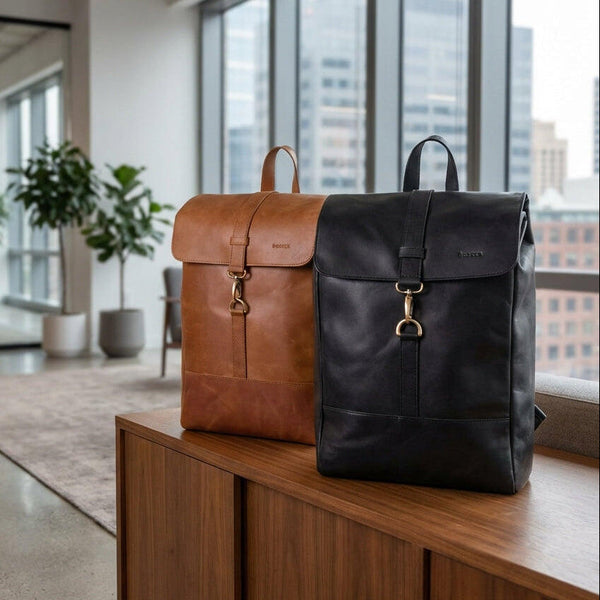 Leren rugzak Bryce 17 inch cognac