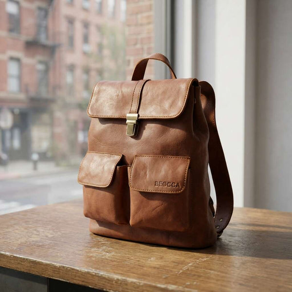 Leren rugzak Lorne cognac