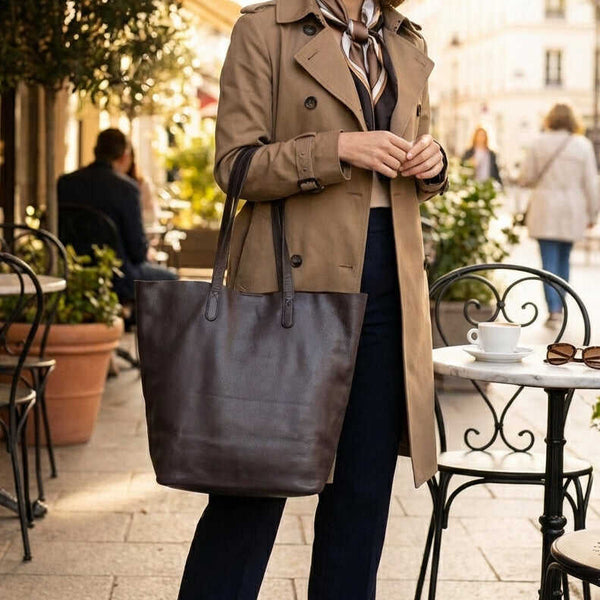 Leren shopper Mira binnenkant