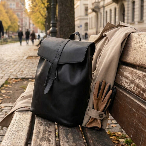 Rugzak Lilith Zwart - handgemaakt plantaardig gelooid leer