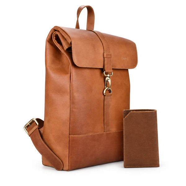 Sac à dos en cuir Bryce + porte-cartes en cuir Argyle
