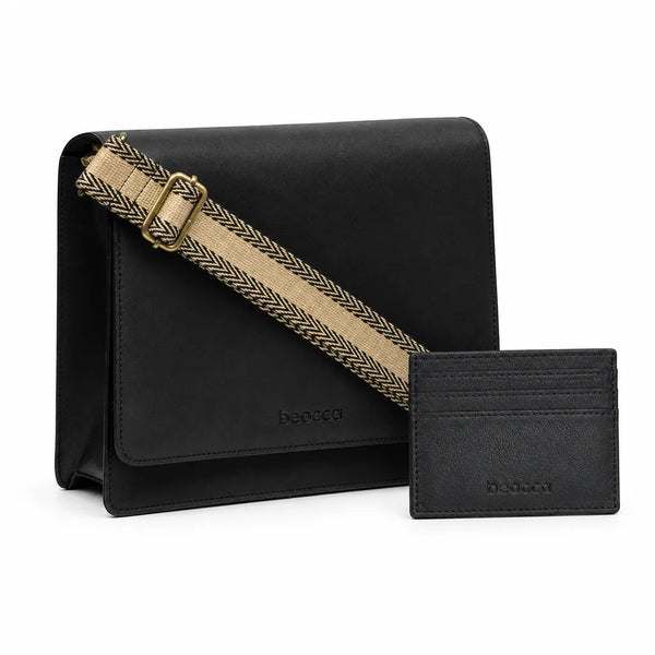Sac bandoulière en cuir Ivy + porte-cartes en cuir Seth