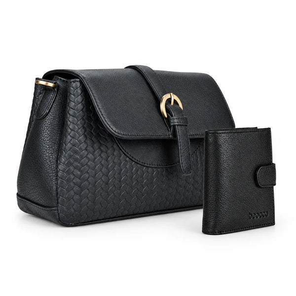 Lua leather shoulder bag + Aris leather wallet