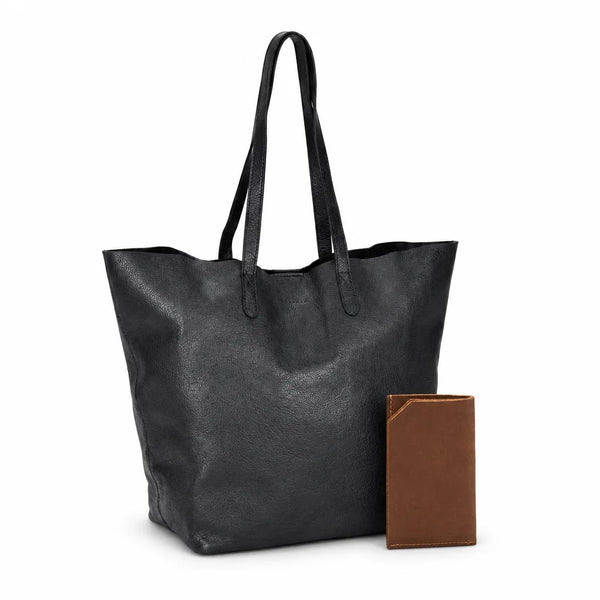 Leren shopper Mira + leren kaarthouder Argyle
