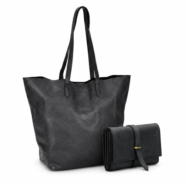 Leren shopper Mira + leren portemonnee Yarra