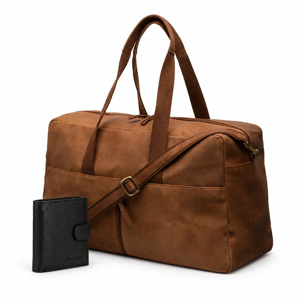 Sac week-end en cuir Milo + portefeuille en cuir Aris